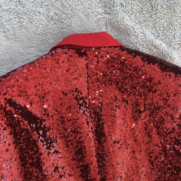 Tipsy Elves Men’s Sequin All Over Blazer Ruby Red Size 42 Tailored Fit Costume - Picture 9 of 9